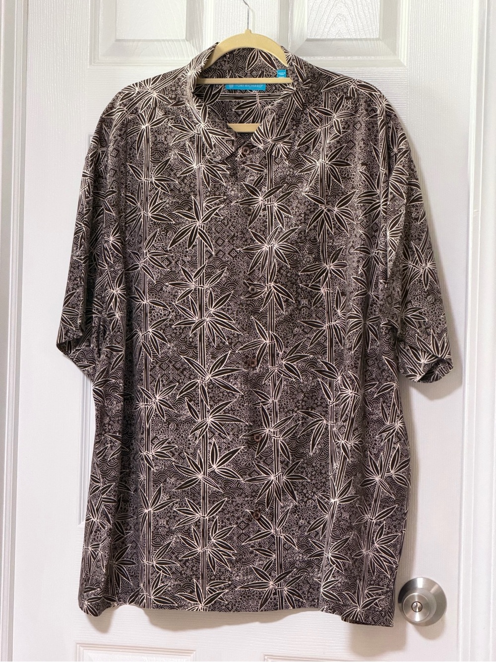 Tori Richard Dark Brown Bamboo Leaf Print Shirt